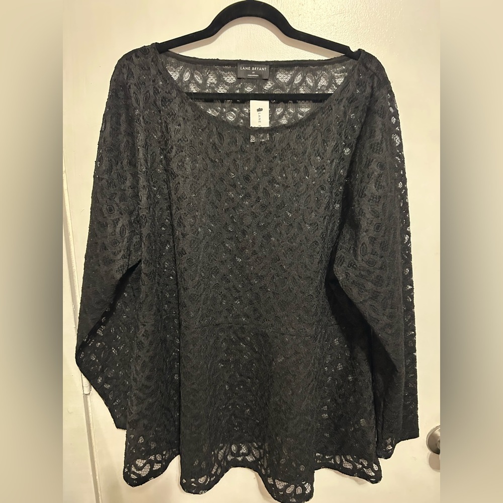 Lane Bryant Charcoal Lace Blouse